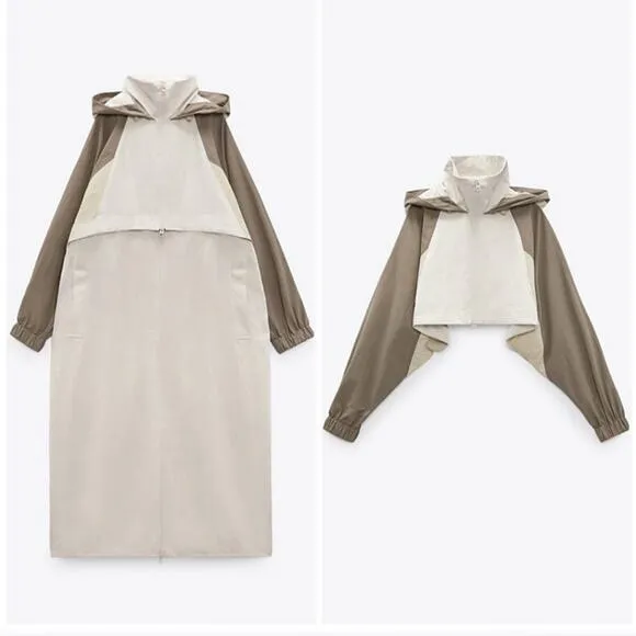 Zara 2 in 1 Parachute Jacket convertible full length coat rain waterproof - Image 4