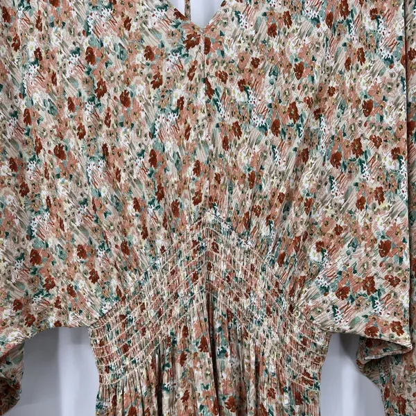 Final Touch Floral Mini Dress Multi Dolman Sleeves Coastal Cowgirl Boho Size M - Image 5