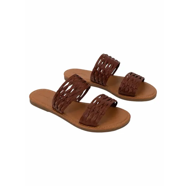 Universal Threads Addie Two Band Flat Slide Sandal Brown Size 7.5 - Image 3