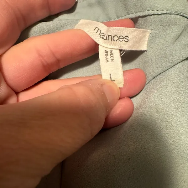 Maurices Blue Cap Sleeve Blouse with Mandarin Collar - Image 3