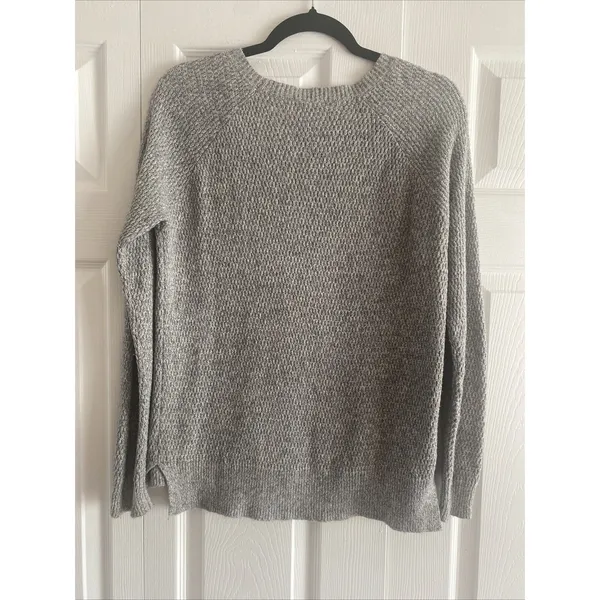 Madewell Textured Waffle Knit Sweater Womens Size S Gray Marl Raglan Pullover - Image 6