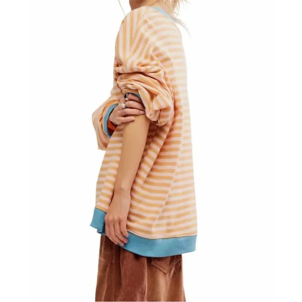 NWOT Free People We The Free Women’s Classic Striped Crew Latte Combo Sz L - Image 3