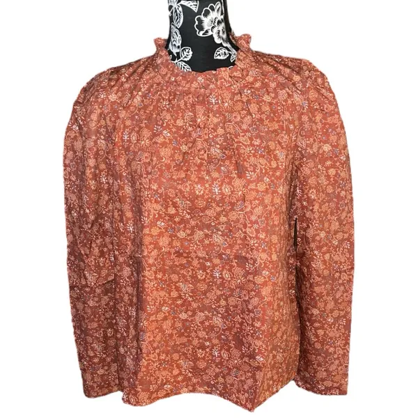 House of Harlow 1960 Puff Shoulder Long Sleeve Printed Top Size M - Image 5