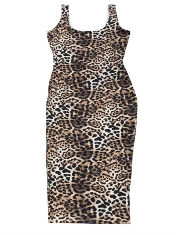 Naked Wardrobe Midi Sculpt Dress Leopard Shapewear New Fall Plus Size 2X - Image 3