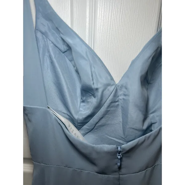 NWT Azazie Davis Bridesmaid Dress Chiffon Long Formal Gown Dusty Blue A4‎ - Image 6
