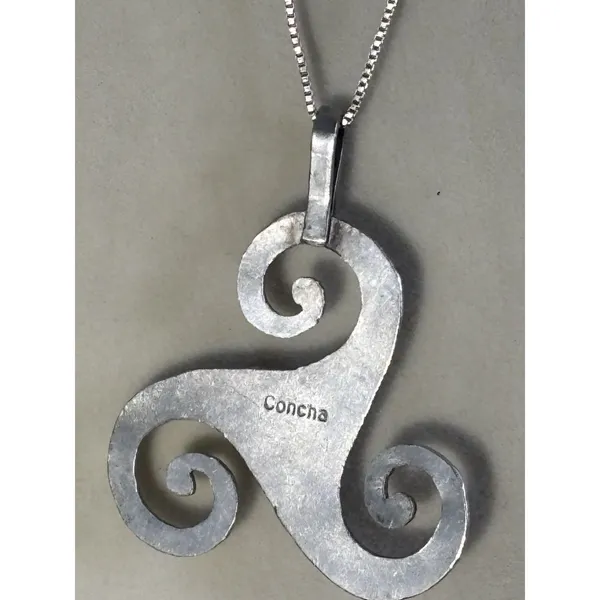 Concha VTG Amethyst 5.7 Grm Sterling 925 Mirror Chain Italy 18.5” Celtic Spiral - Image 4