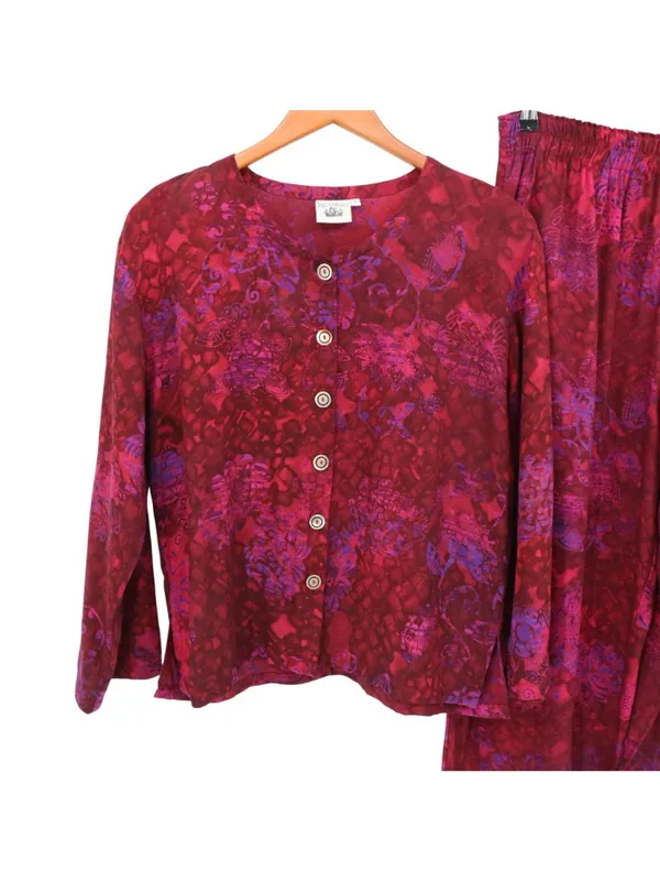 Very Vineyard Button Front Top and Pants Outfit Set L - Image 2