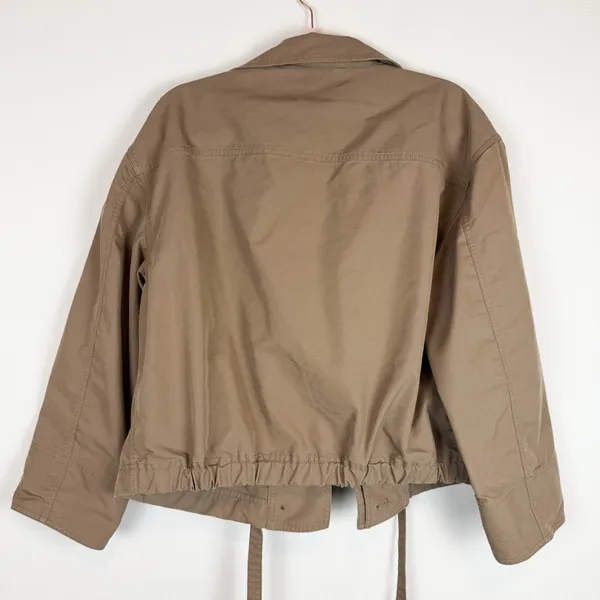 LOFT Twill Anorak Cropped Jacket Neutral Tan Brown Size Small - Image 7