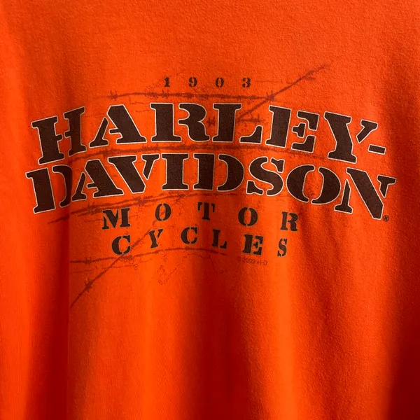 Harley Davidson 2009 Orange Laramie, Wyoming Biker Graphic Long Sleeve Tee - Image 5
