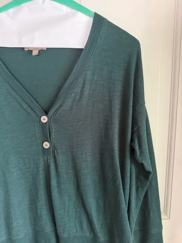 Lilla P Forest Green Henley Knit Top - Image 2