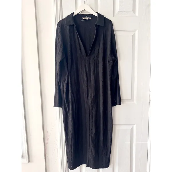 Free People Beach Black Endless Summer Aster Collar Midi Tunic Dress Large - Image 2