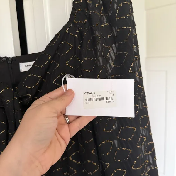 NWT Amanda Uprichard Danie Black and Gold Long Sleeve Dress NEW‎ Ravena - Image 3