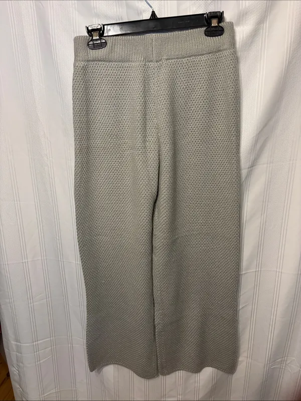 Wide-Leg Knit Track Pants in Light Gray - Image 3
