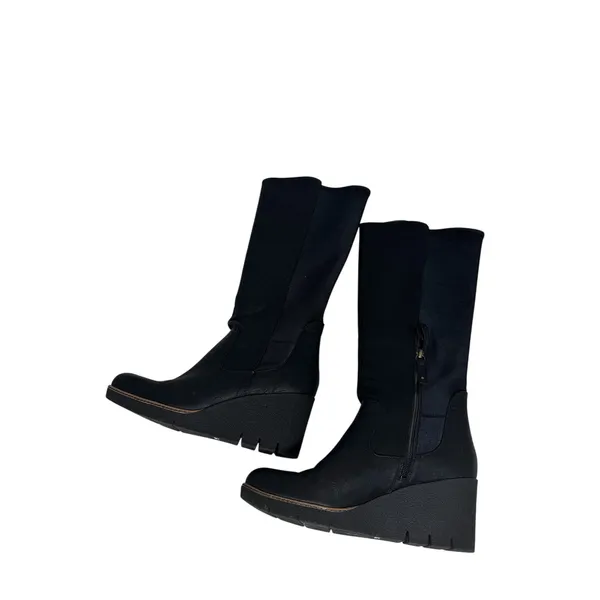 Dr. Scholl’s Lindy Black Wedge Tall Boots Faux Leather Comfort Size 10 - Image 7