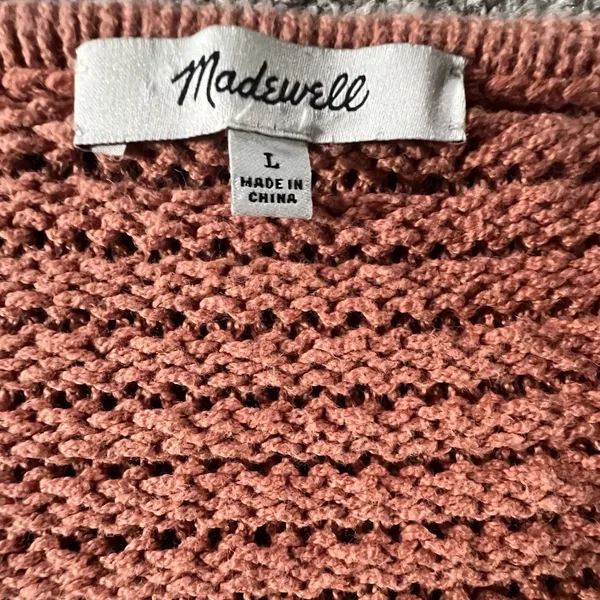 Madewell Open Stitch Cotton Blend Cropped Sweater Rust‎ Orange Size Large - Image 3