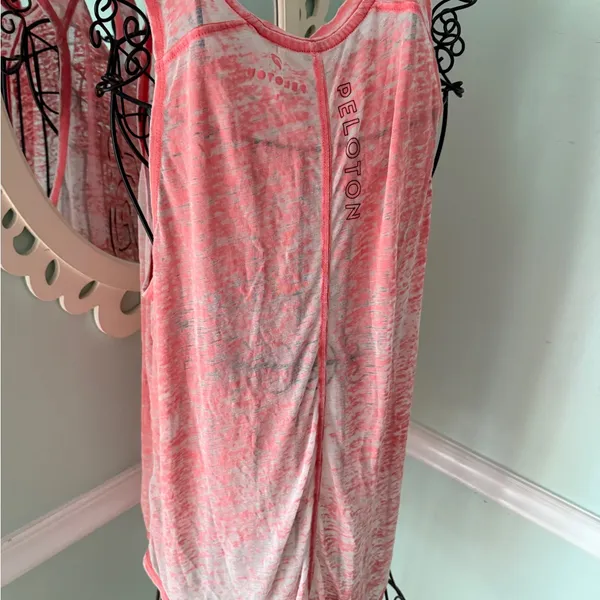 Peloton Pink and White tank top see through large‎ - Image 3