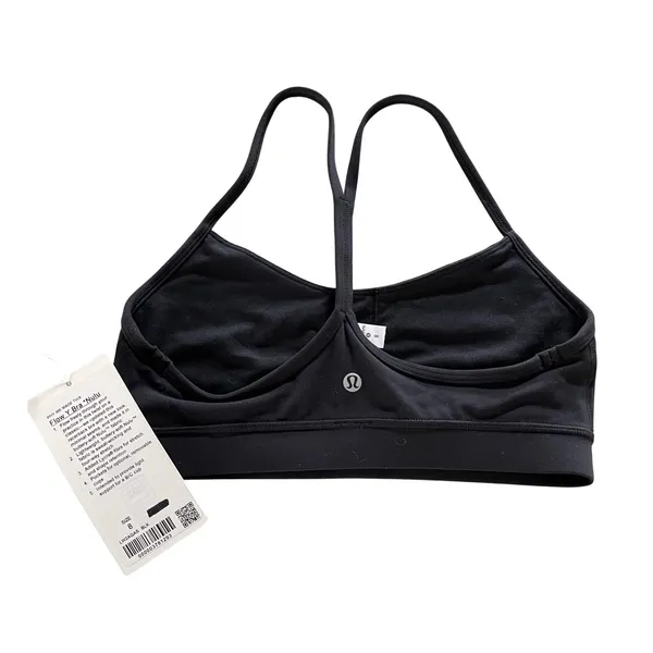 Lululemon Flow Y Bra Nulu Women 8 Black Yoga Minimalist Racerback LW2AQAS BLK - Image 3