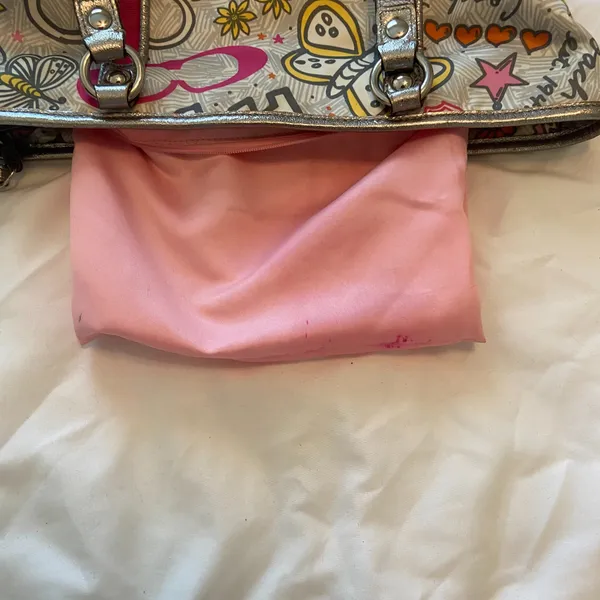 Coach Poppy Butterfly Graffiti Pink Silver Shoulder Bag Y2K Rare #F15712 - Image 12