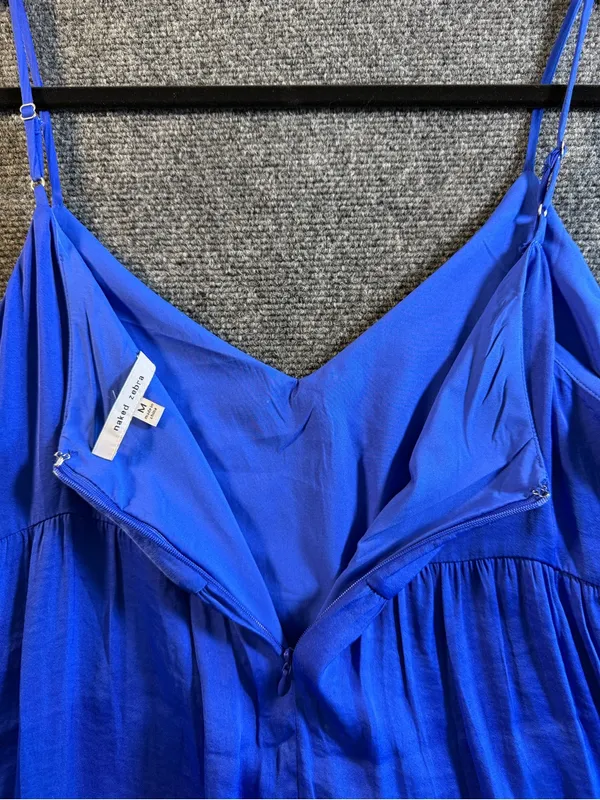 Naked Zebra Royal Blue Tiered Mini Dress Size Medium Summer Boho Cottage Core - Image 8