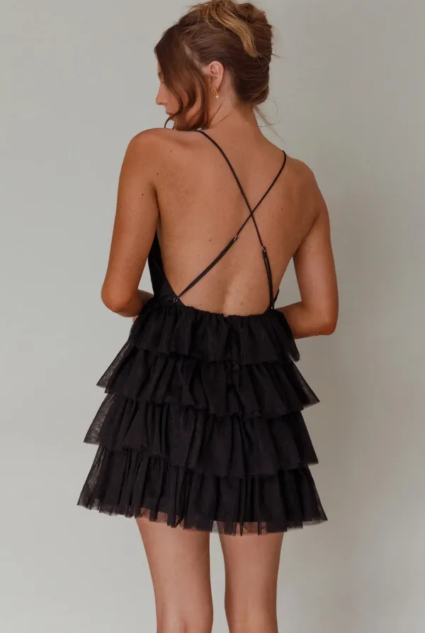 Selfie Leslie Mini Dress Ruffle Black (homecoming) - Image 2