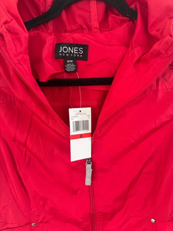 Jones New York Red Hooded Zip-Front Utility Jacket - Image 4