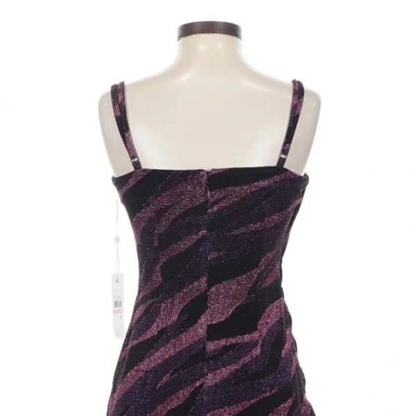 Siena Purple Wavy Print Tulip Hem Bodycon Dress Size 2 Y2K Party Glam Whimsigoth - Image 10
