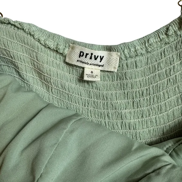 Privy‎ Sage Green Crochet Hi Lo Dress Womens Small Cami Strap Smocked Boho Lace - Image 3