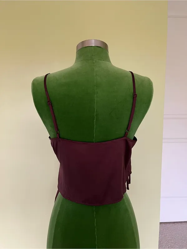ASOS Design Brown Satin Wrap Top - Image 3
