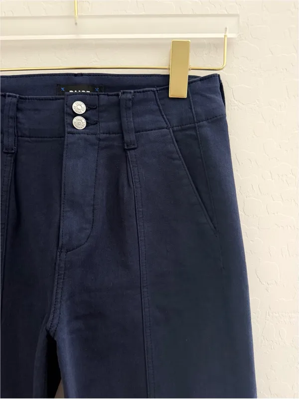 Paige Brooklyn Wide Leg Crop Pants in Vintage Cosmic Navy High Rise Size 25 - Image 8