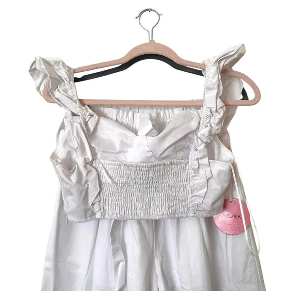 AZURA‎ Wide Leg Crop Top Cotton Set White Medium - Image 3