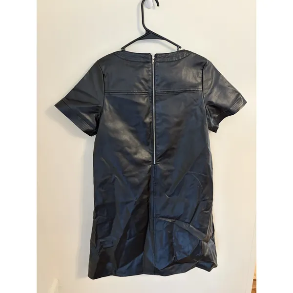 NWT THML MSRP $98 Wynne Black Faux Leather Vegan‎ Short Sleeve Short Dress S - Image 9