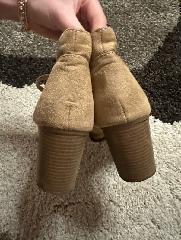 Faux Suede Light Brown Booties Size 9 - Image 3