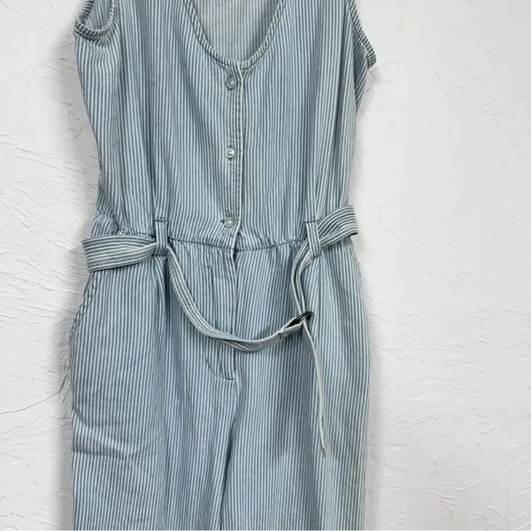 Obey Blue White Striped Sleeveless Jumpsuit Womens 27 Beachy Lightweight Casual - Image 5