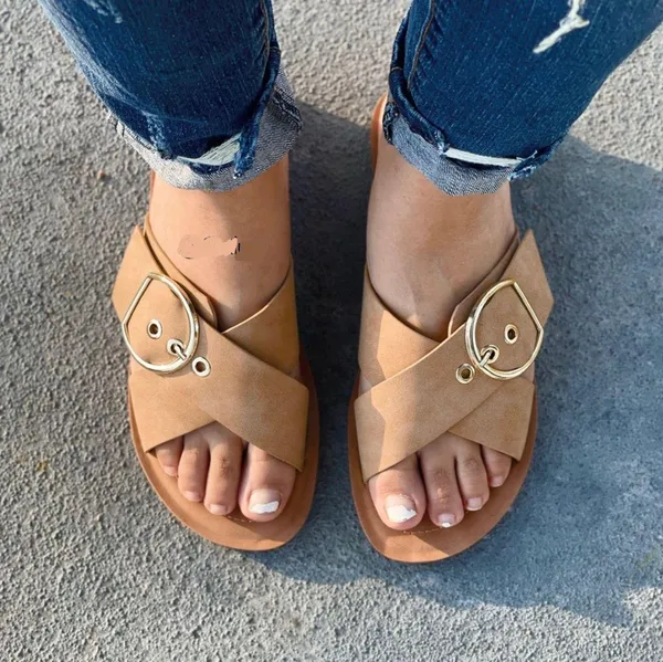 Nude/Natural Criss Cross Sandal - Image 2