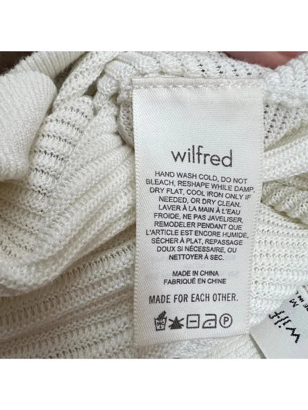 Wilfred Ribbed Knit Button-Up Cropped V-Neck Cardigan Sweater Ivory Size Medium - Image 10