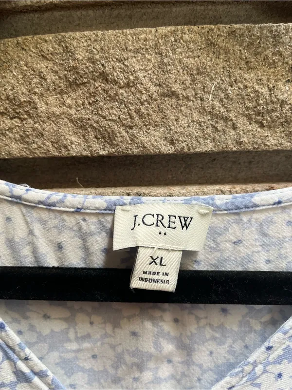 J.Crew V-neck Ruffle Tiered Mini Dress Blue Floral Sundress Babydoll XL - Image 4