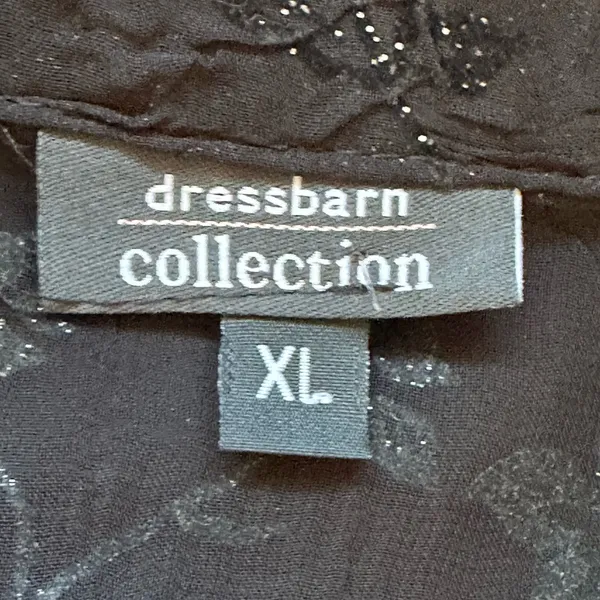 Dress Barn Collection Black Floral Lace Shimmer Print Asymmetrical Sleeves Sz XL - Image 10