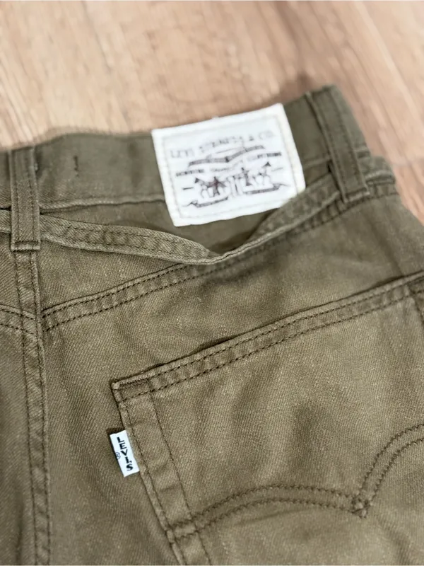 Levis Premium XL Straight Olive Green Baggy Wide Leg‎ Pants W26 L29 Y2K - Image 8
