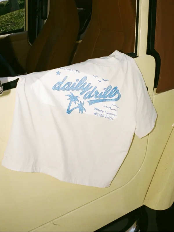 Daily Drills Vacation Vintage Tee in white and blue - Image 3