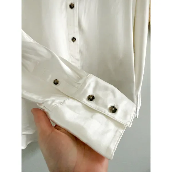Madewell | NWOT Satin Dolman Button-Up Shirt Winter‎ White | Sz M - Image 5
