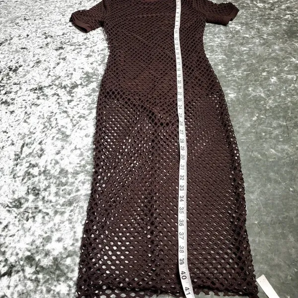 ASOS Naanaa Brown‎ Mesh Bodycon Midi Dress - Image 3