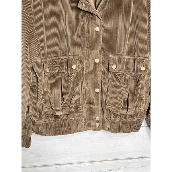 American Eagle Corduroy Bomber Jacket Brown Medium 100% Cotton Relaxed - Image 3