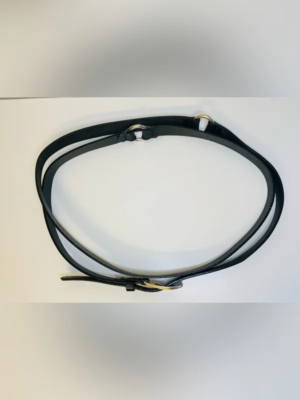 Brooklyn Industries Black Leather Double Wrap Belt Silver Buckle Size 32” (S) - Image 2