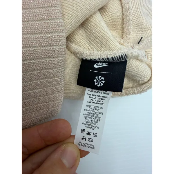 Nike Sportswear Cuffed Beanie Adult Unisex Shimmer Blush Pink Metallic Logo NWT - Image 7