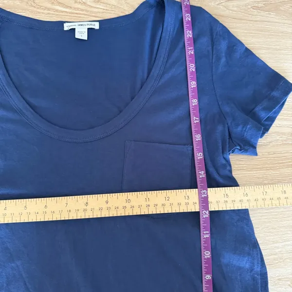 James Perse 1‎ Small Scoop Neck Short Sleeve Pocket Tee Royal Blue Relaxed - Image 4