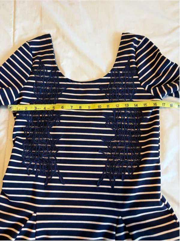 NWT Free People Nautical and Knotty Skater Dress Size Large Striped Lace S11 - Image 11