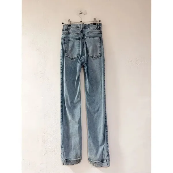 Revice Denim Farrah Super High Rise Jeans Button Hem in Blue Size 28 - Image 3