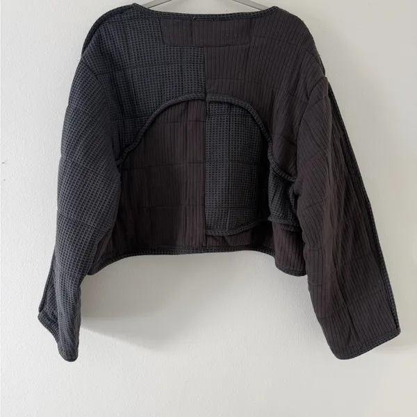 ✨NWT- POL Quilted Waffle Knit Textured Full Zip Bomber Jacket size Large - Image 6