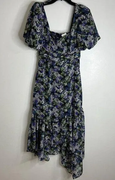 ASTR The Label Size Small Blue Asymmetrical High Low Midi Short Sleeve Dress NWT - Image 2