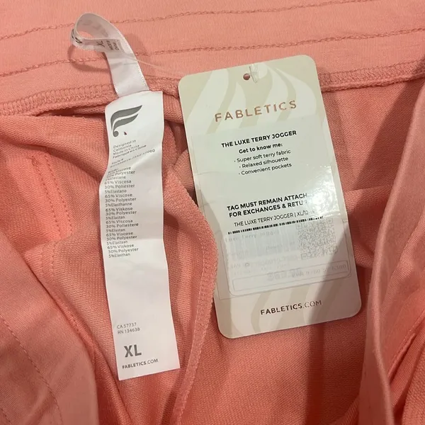 NWT Fabletics Luxe Terry Joggers- Pink Dust - Image 5
